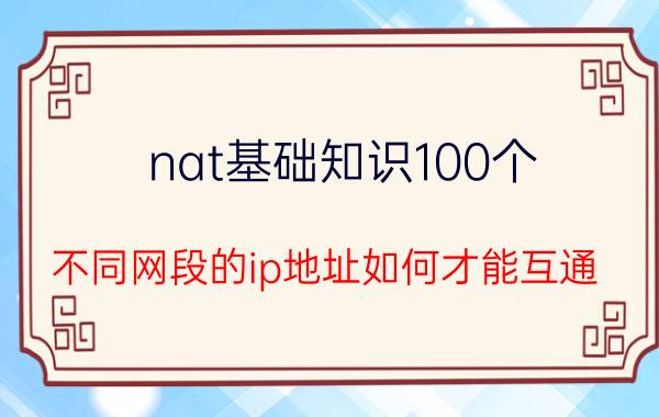 nat基础知识100个 不同网段的ip地址如何才能互通？